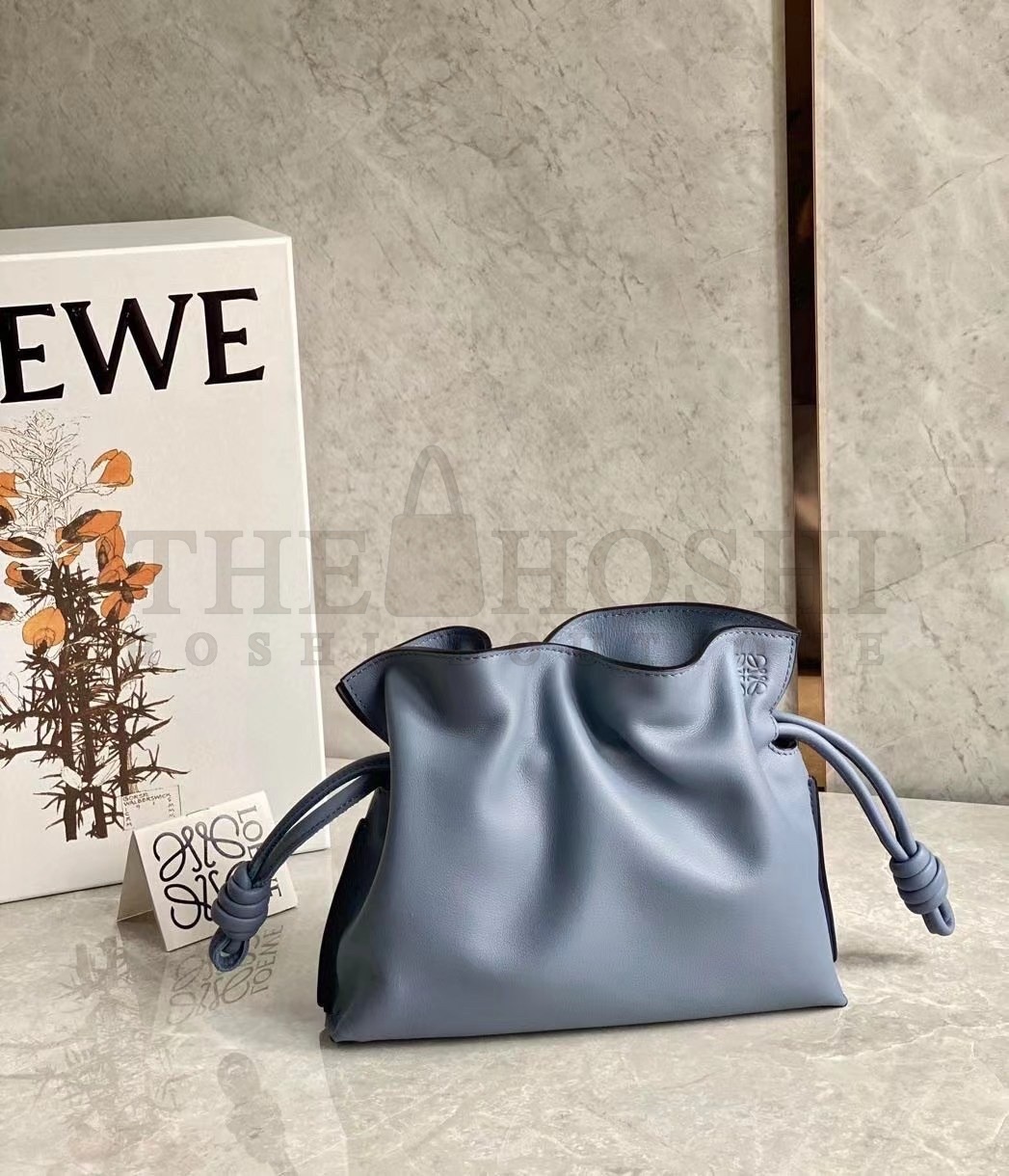 L0ew* Flamenco Mini Clutch In Atlantic Blue Nappa Leather Master Quality