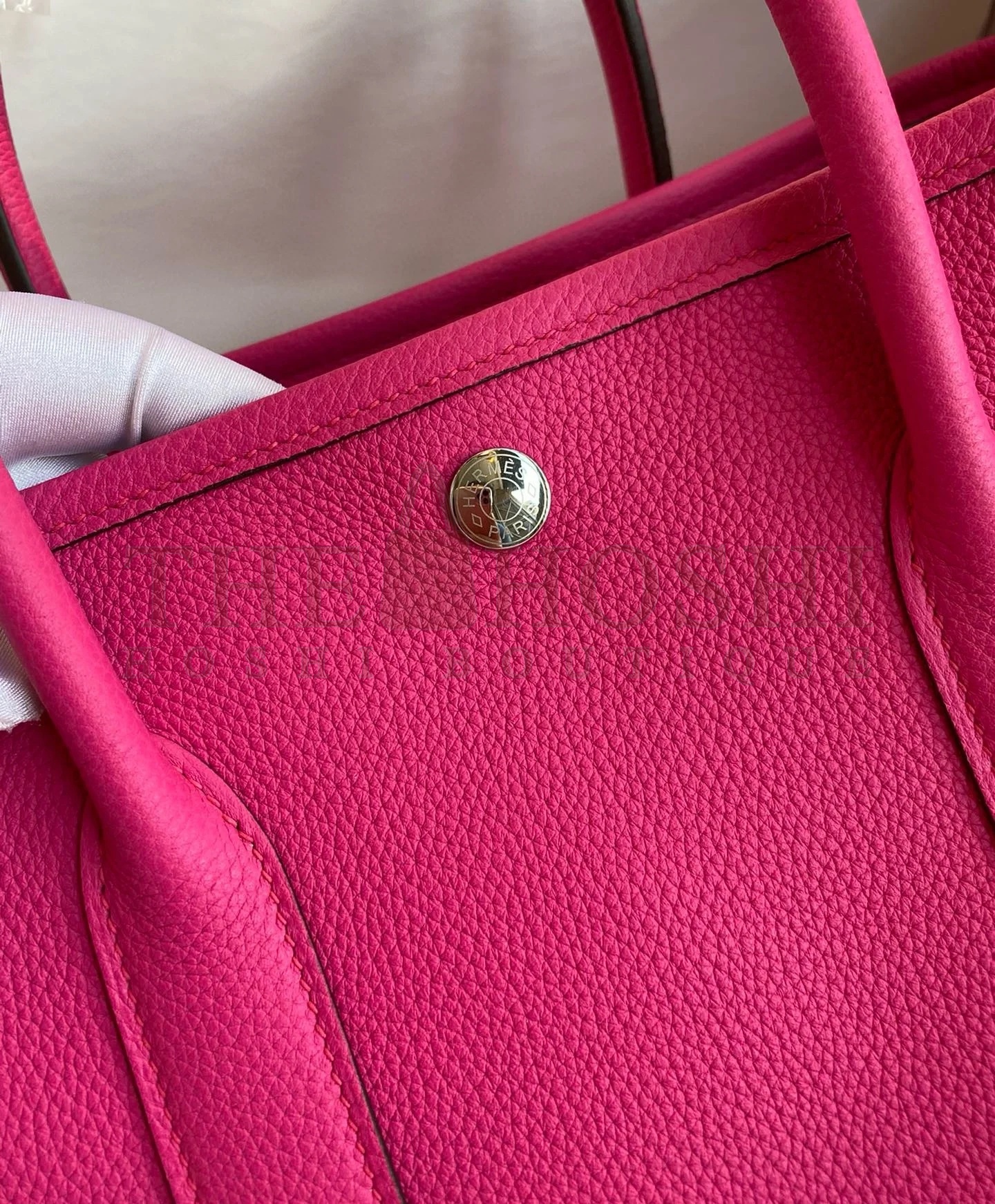 H**me5 Garden Party 30 Handmade Bag in Rose Red Clemence Leather Master Quality