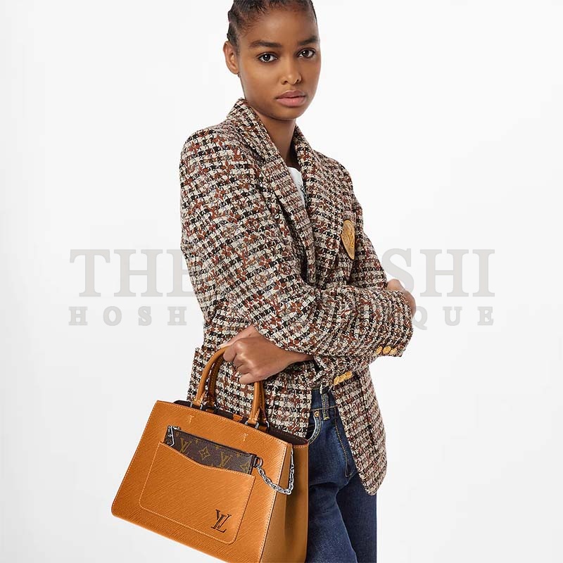 L0vis Vvtt0n LV Women Marelle Tote MM Gold Miel Brown Epi Grained Cowhide Master Quality