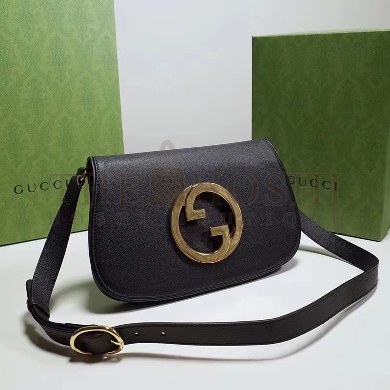 Gvc*1 Women GG Blondie Shoulder Bag Black Leather Round Interlocking G Master Quality