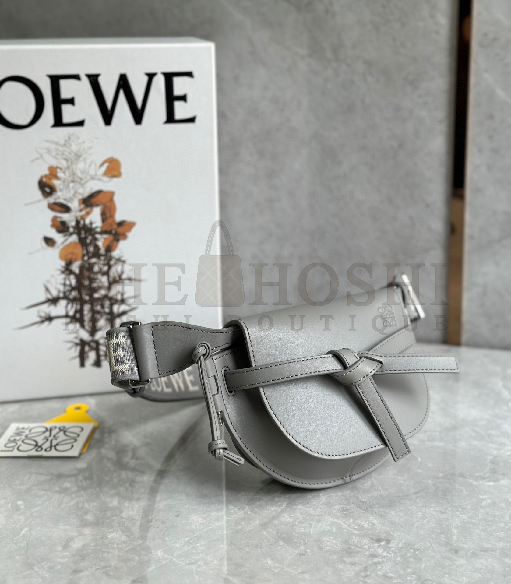 L0ew* Gate Dual Mini Bag In Grey Calfskin Master Quality