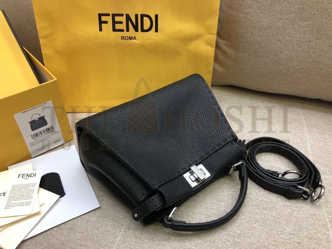F**di Peekaboo Mini Selleria Bag In Black Romano Leather Master Quality