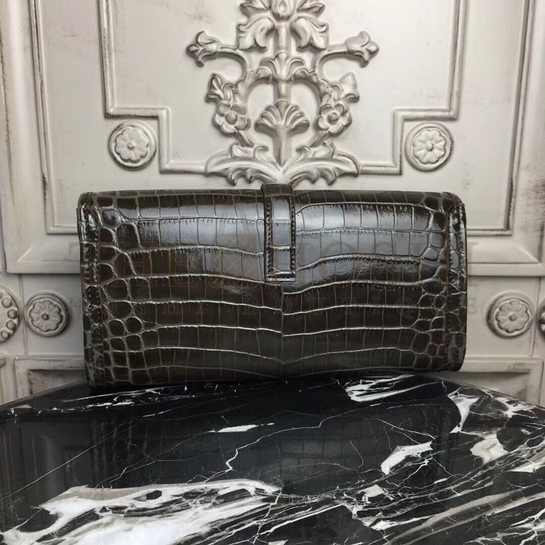 H**me5 Jige Elan 29 Clutch In Chocolate Crocodile Leather Master Quality