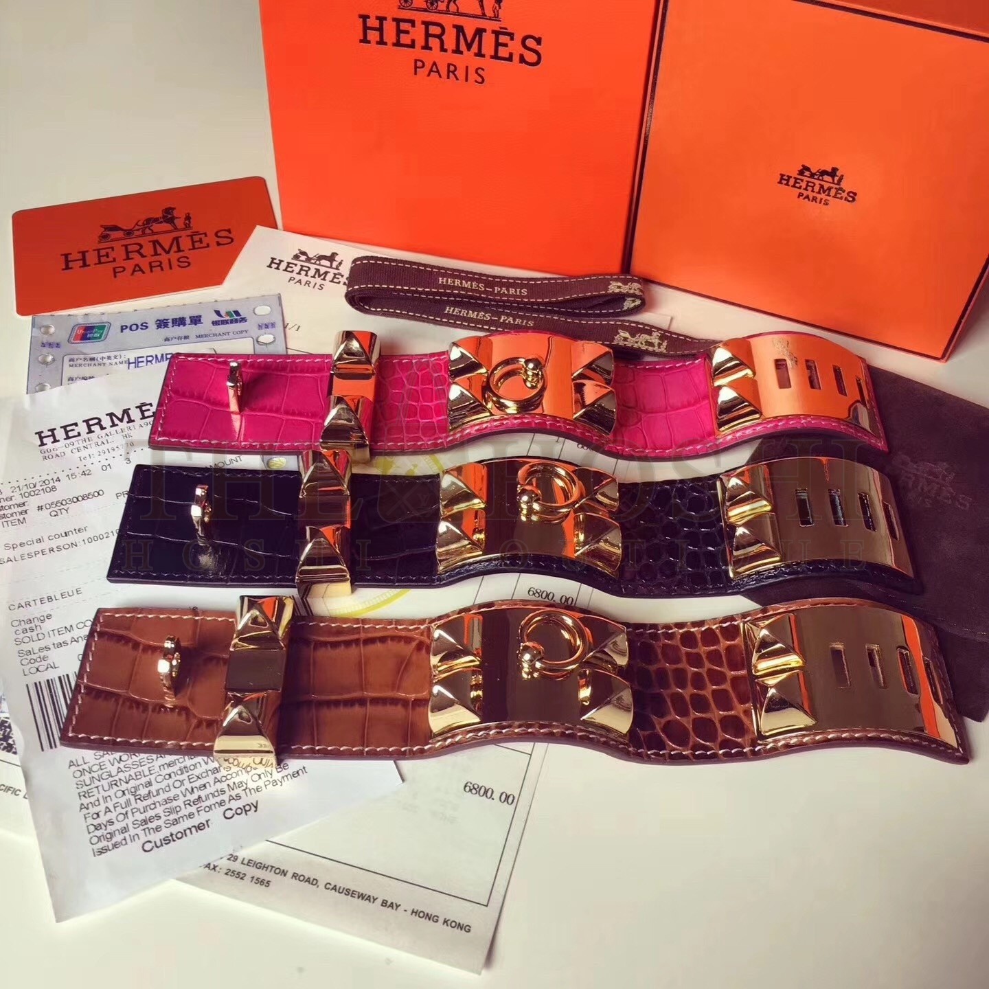 H**me5 Dark Blue Alligator Collier de Chien Bracelet Size S Master Quality