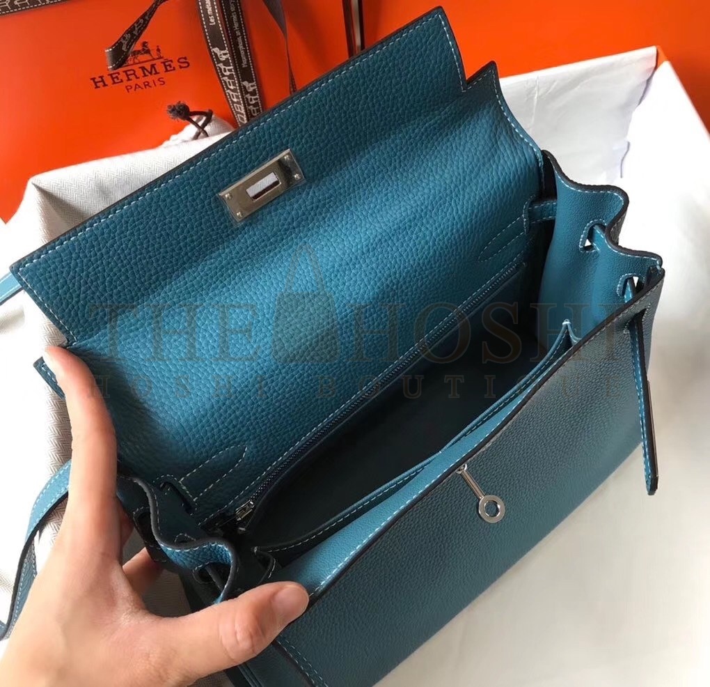 H**me5 Blue Jean Clemence Kelly 25cm PHW Bag Master Quality