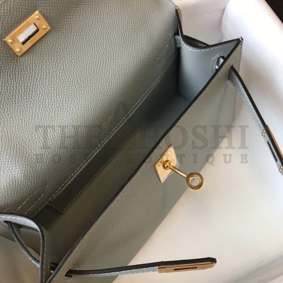 H**me5 Kelly Pochette Bag In Blue Glacier Epsom Leather Master Quality