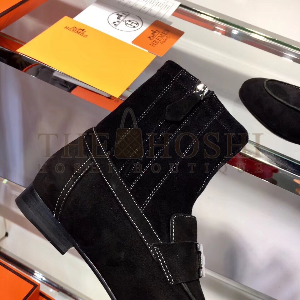 H**me5 Black Suede Saint Honore Ankle Boots Master Quality