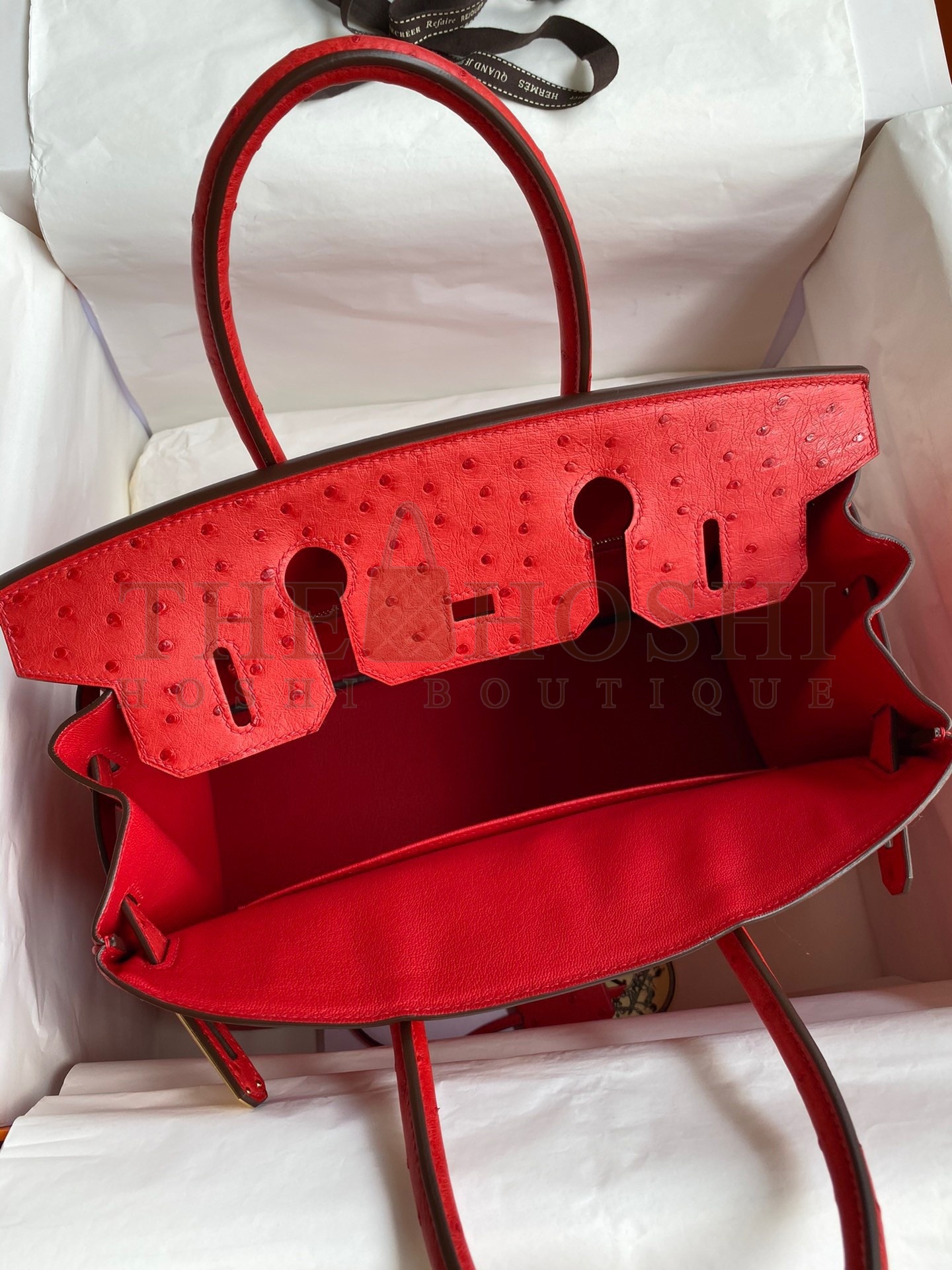 H**me5 Birkin 30 Retourne Handmade Bag In Red Ostrich Leather Master Quality