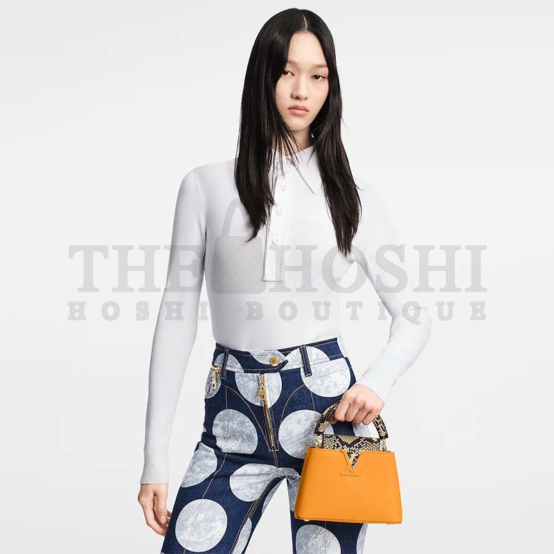 L0vis Vvtt0n LV Women Capucines Mini Handbag Golden Yellow Taurillon Python Leather Master Quality