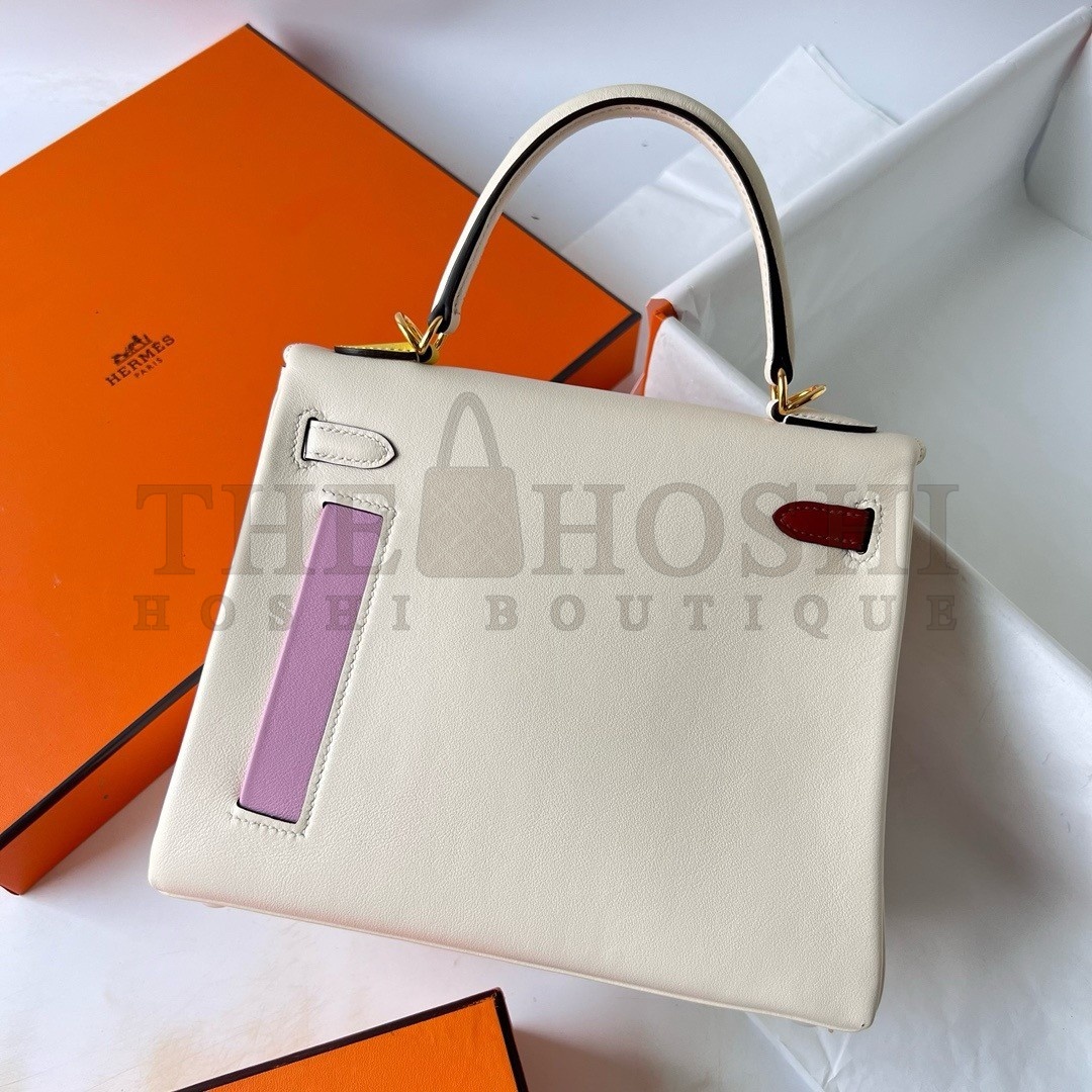 H**me5 Kelly Colormatic 25 Handmade Bag in Nata Swifit Leather Master Quality