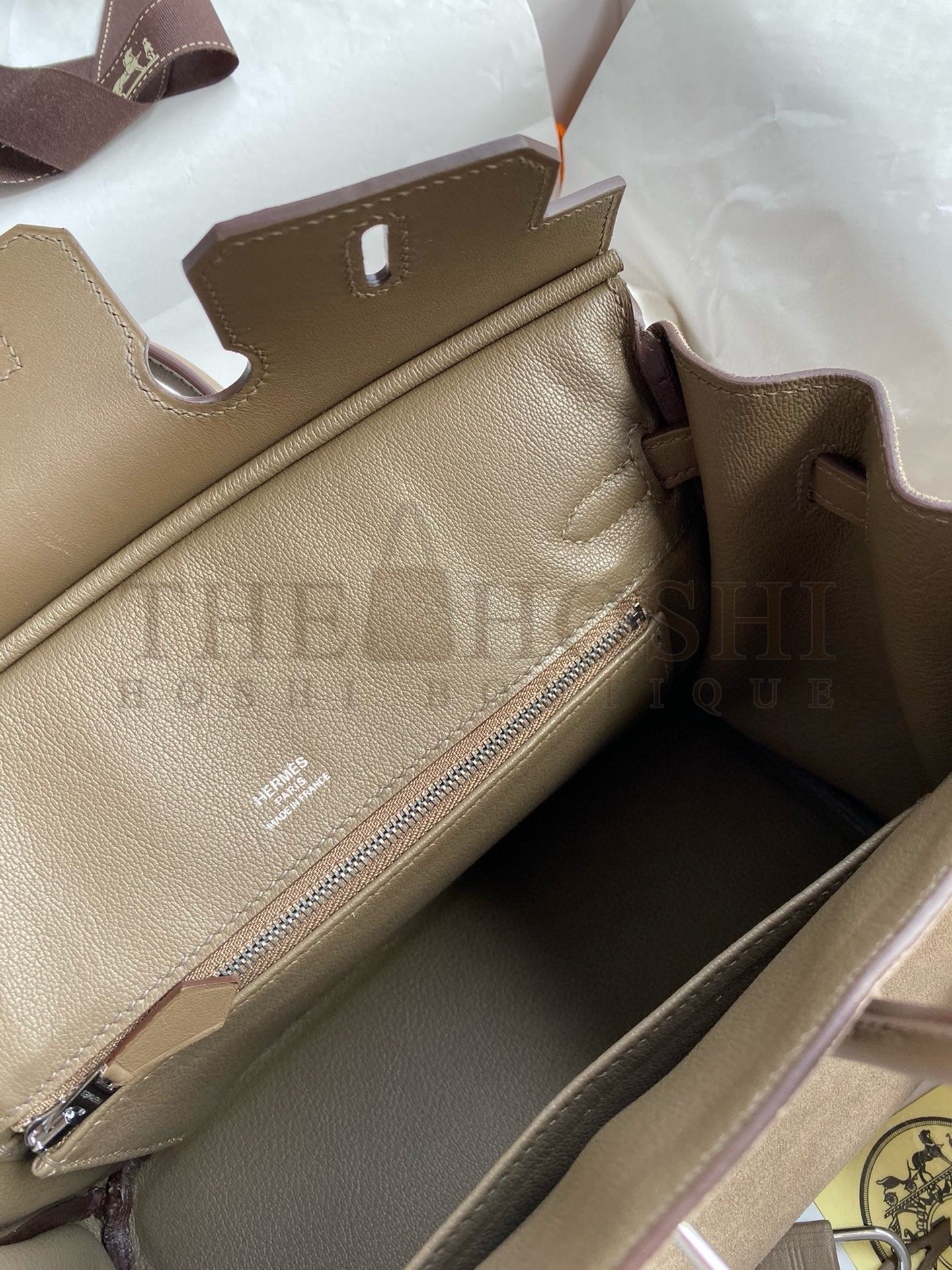 H**me5 Birkin 25 Grizzly Bag in Taupe Veau Doblis and Swift Leather Master Quality