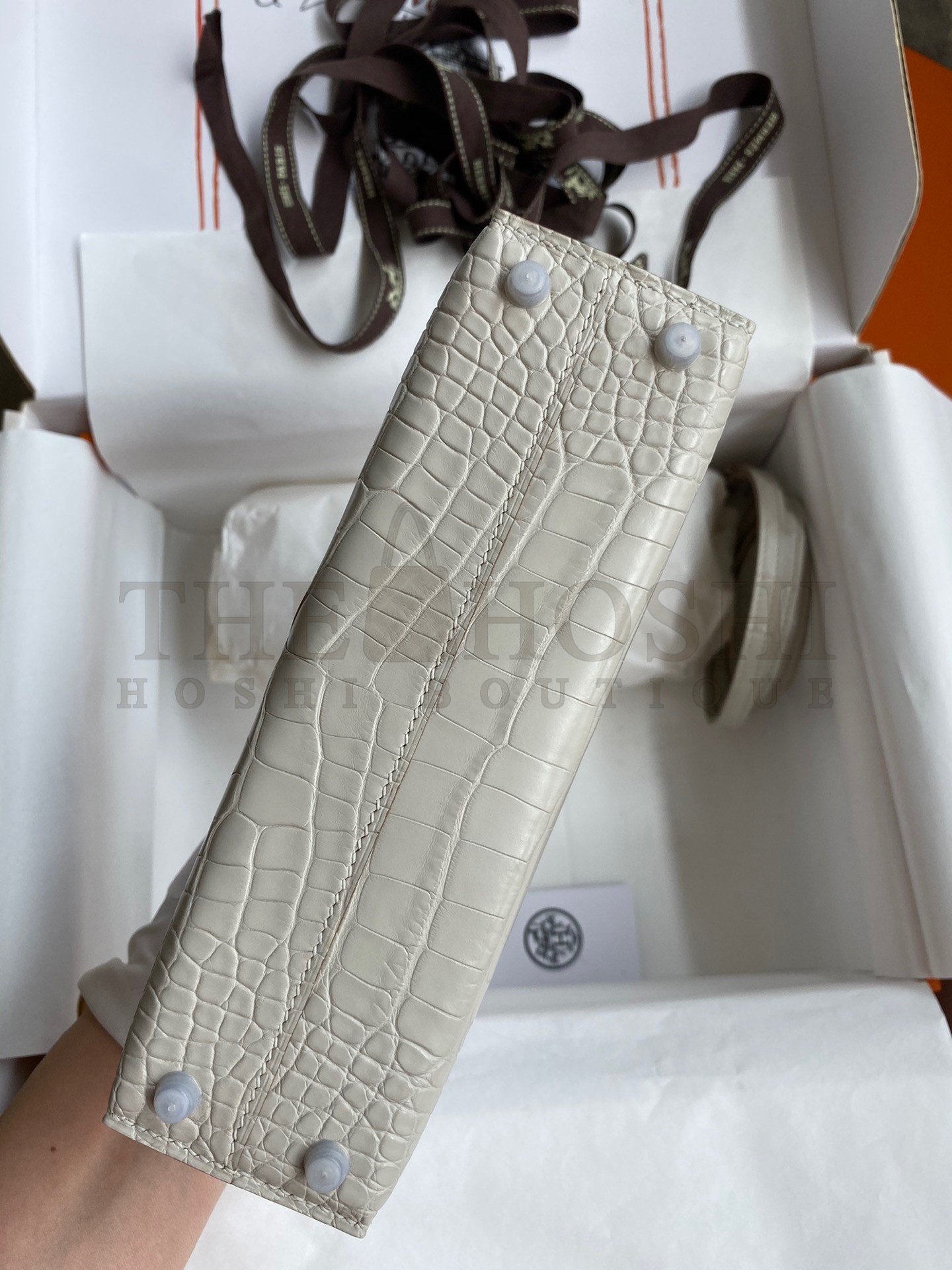 H**me5 Kelly Mini II Sellier Handmade Bag In Grey Matte Alligator Leather Master Quality