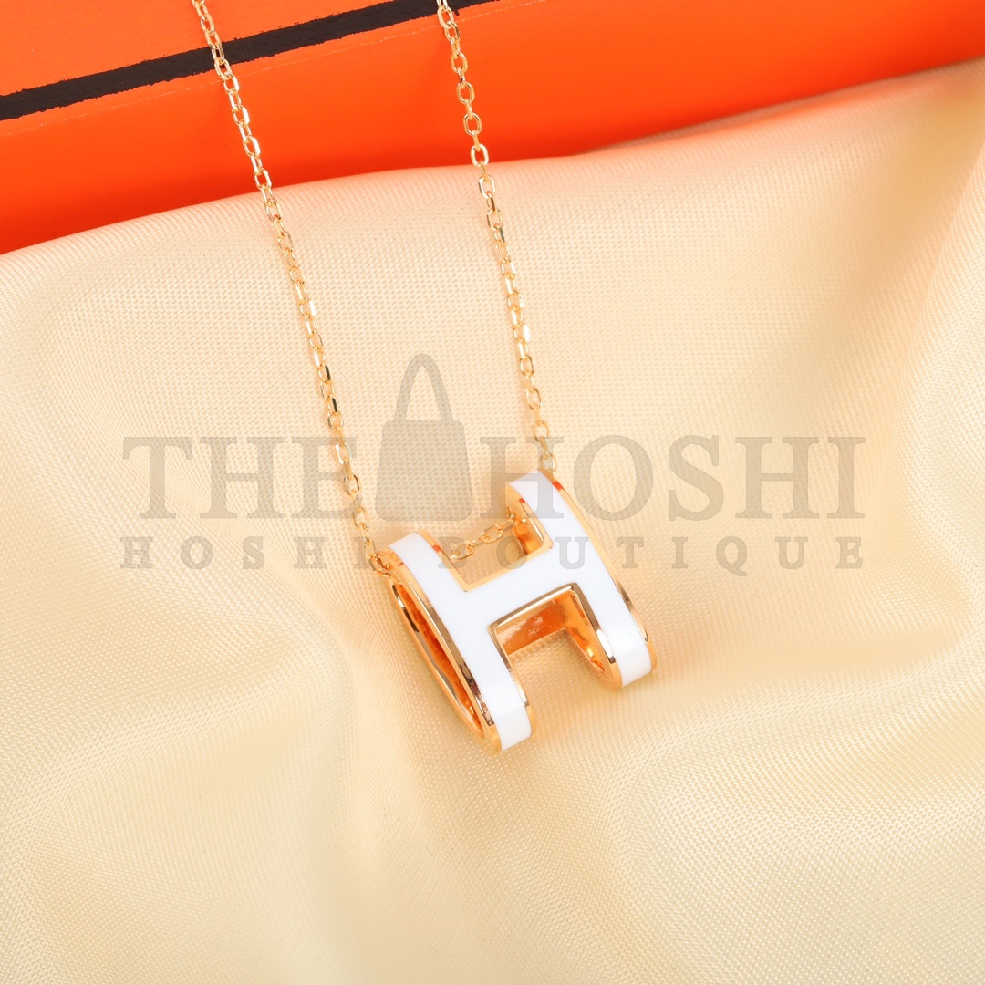 Herme* H**me5 Enameled Curved H Necklace Master Quality