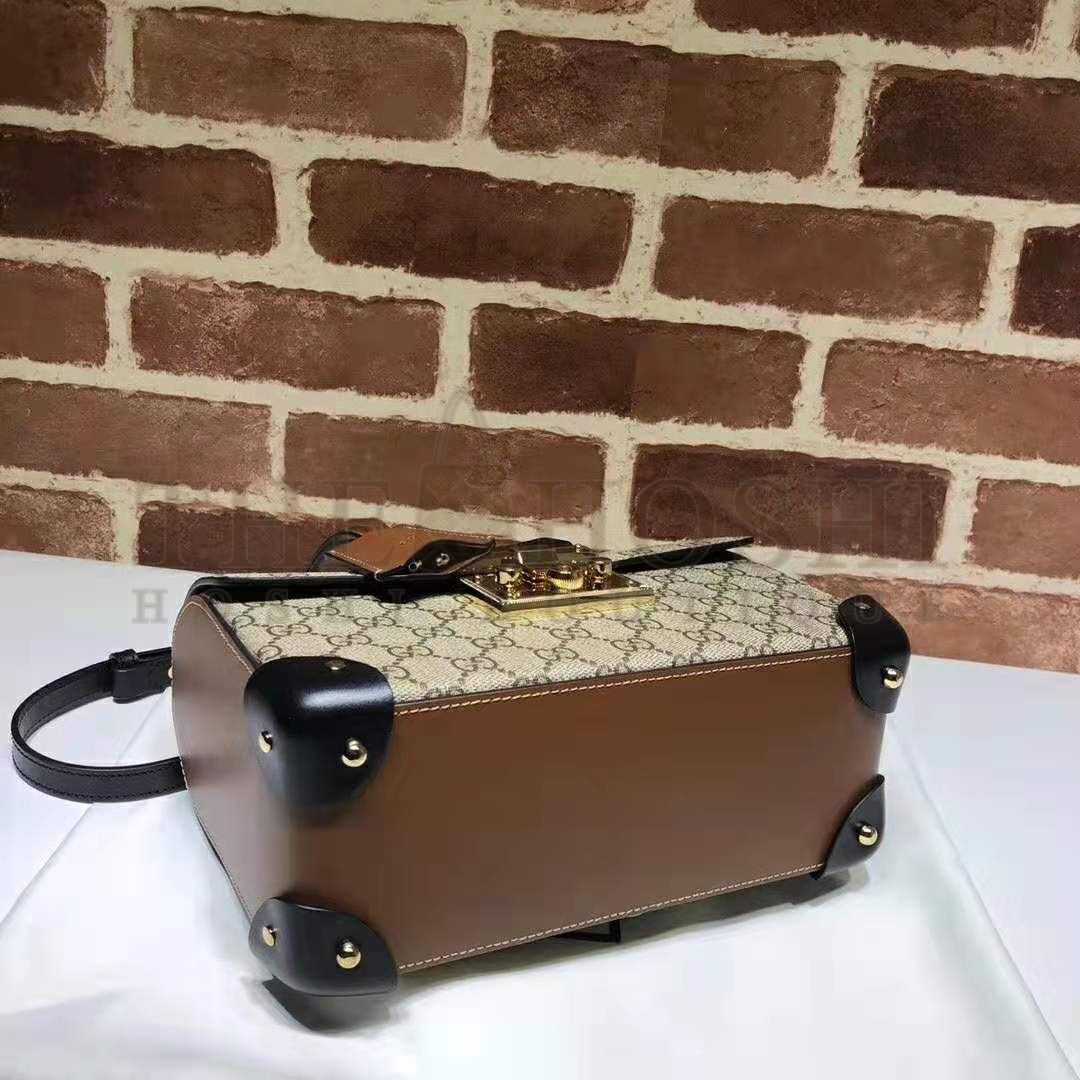 Gvc*1 GG Women Padlock GG Small Bamboo Shoulder Bag in Beige/Ebony GG Svp*me Canvas Master Quality