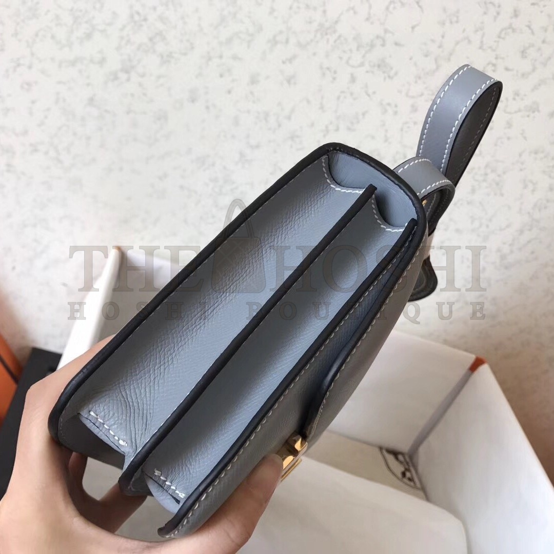 H**me5 Epsom Constance 24cm Blue Lin Handmade Bag Master Quality