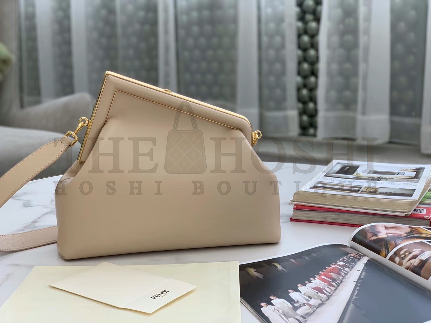 F**di First Medium Bag In Beige Nappa Leather Master Quality
