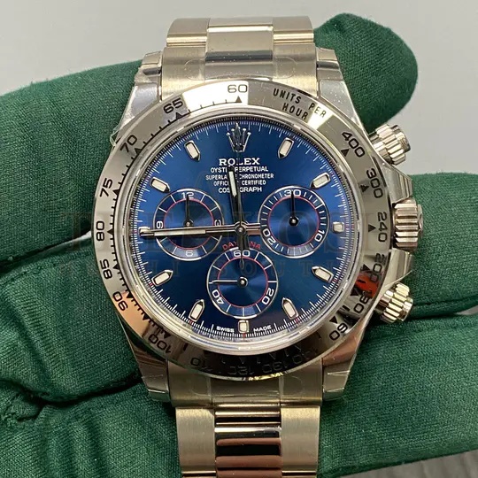 R01ex Cosmograph Daytona 116509 Blue Index Oyster White Gold Mens Watch Master Quality
