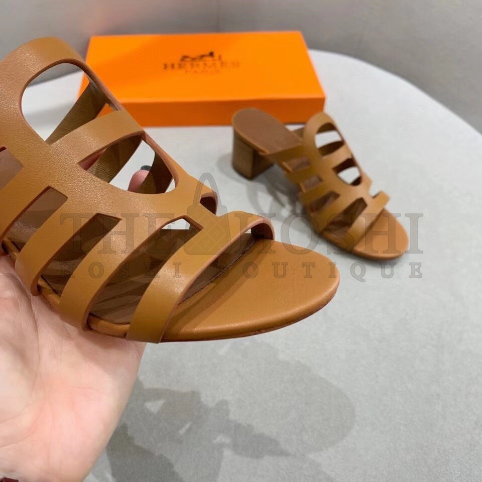 H**me5 Celena Sandals 5MM In Brown Calfskin Master Quality