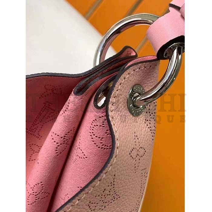 L0vis Vvtt0n LV Women Carmel Hobo Bag Pink Mahina Perforated Calfskin Leather Master Quality