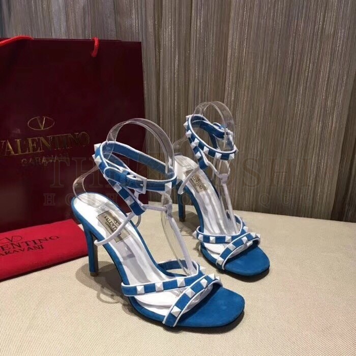 Va1e*ntin0 Garavani Blue Free Rockstud 105mm Sandals Master Quality