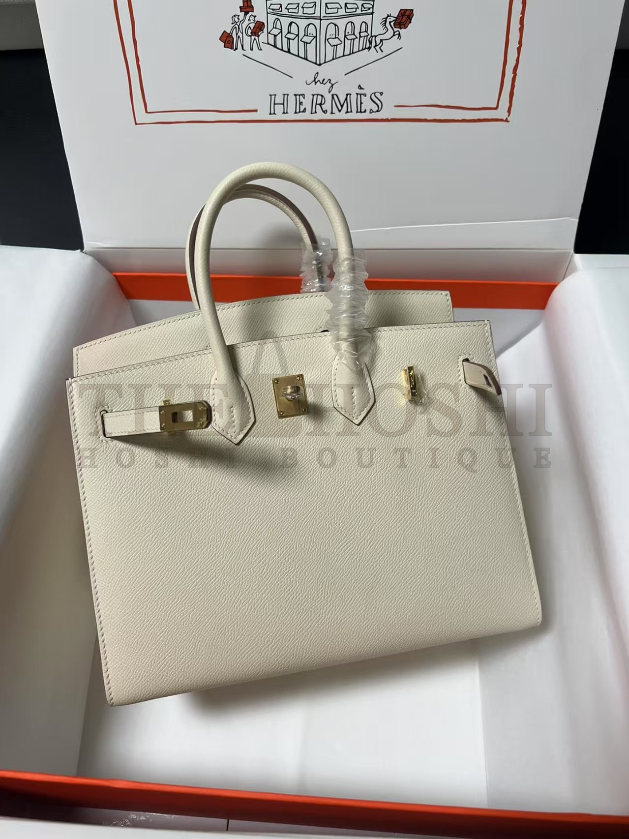 H**me5 Cream Birkin 25cm Epsom Handmade Bag Master Quality