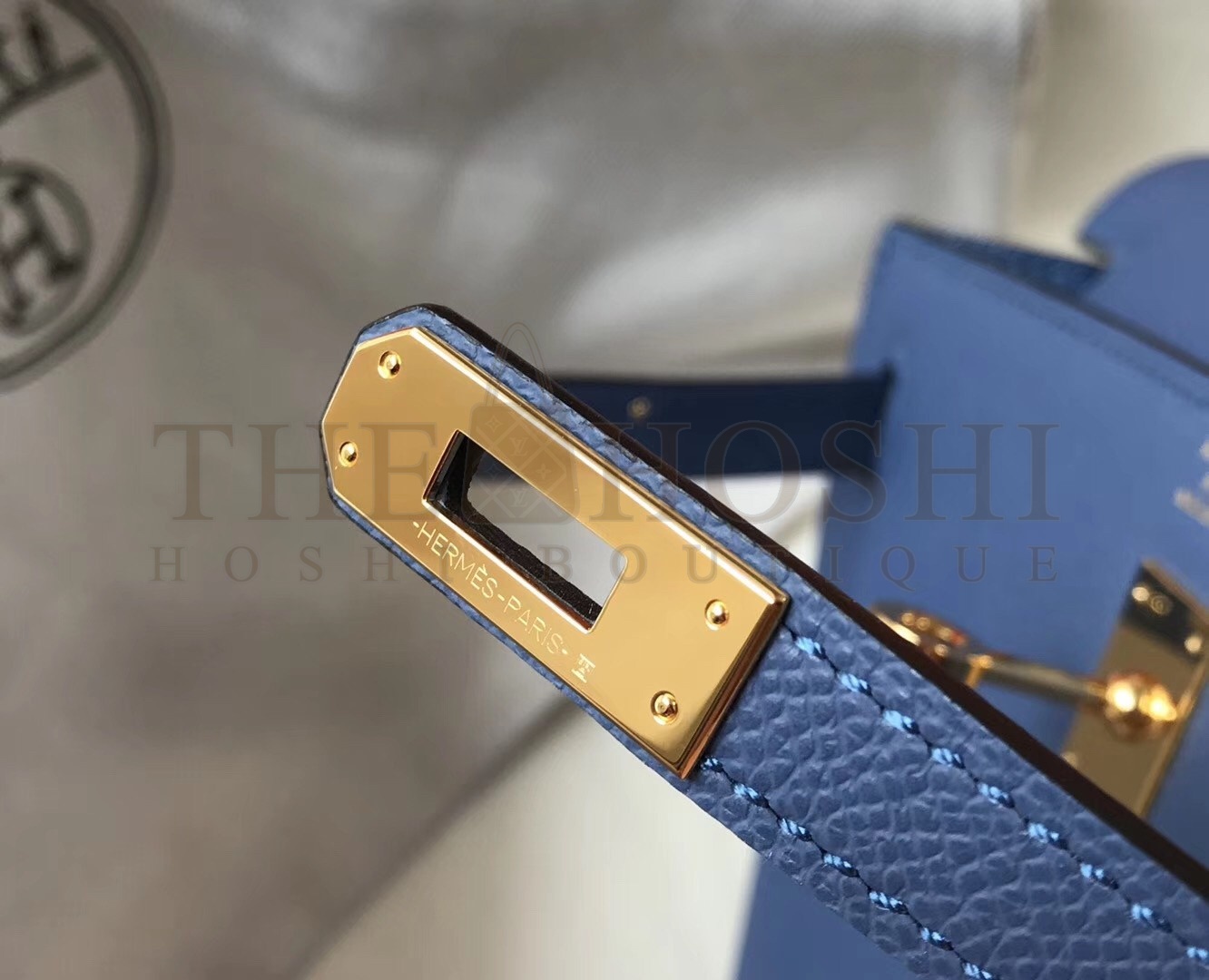 H**me5 Kelly 25cm Sellier Bag In Agate Blue Epsom Leather Master Quality