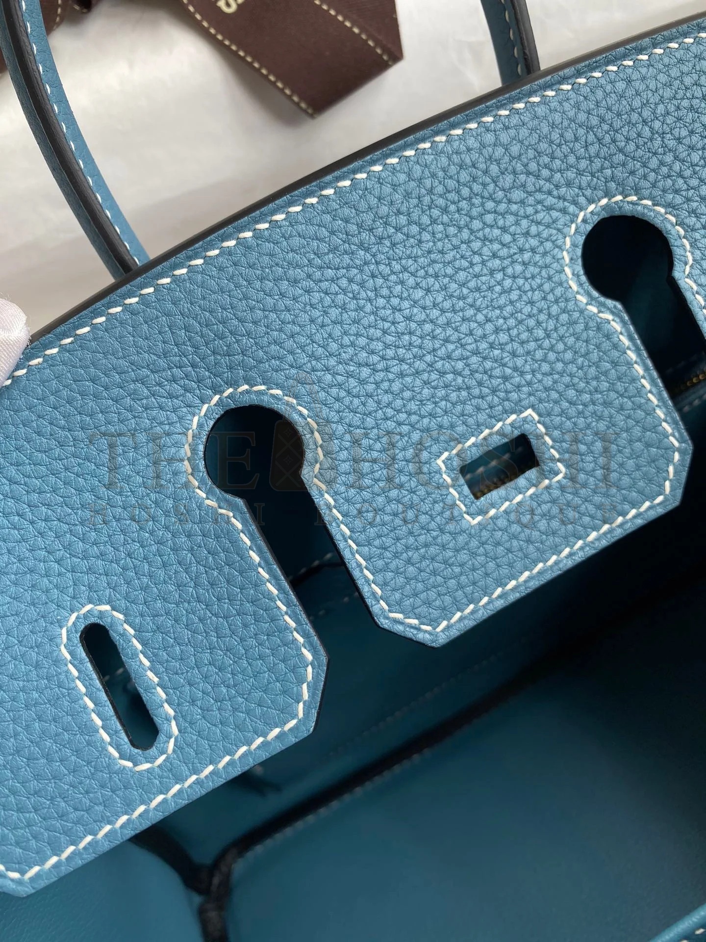 H**me5 Birkin 25 Handmade Bag In Blue Jean Clemence Leather Master Quality