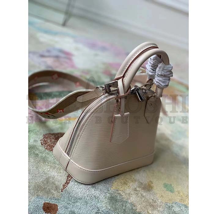 L0vis Vvtt0n LV Women Alma BB Handbag Quartz White Epi Grained Cowhide Leather Master Quality