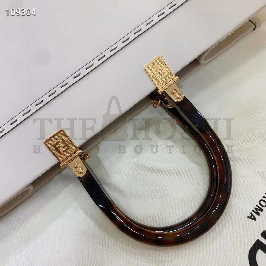 F**di Women Sunshine Shopper Bag White Leather “F**di ROMA” Master Quality