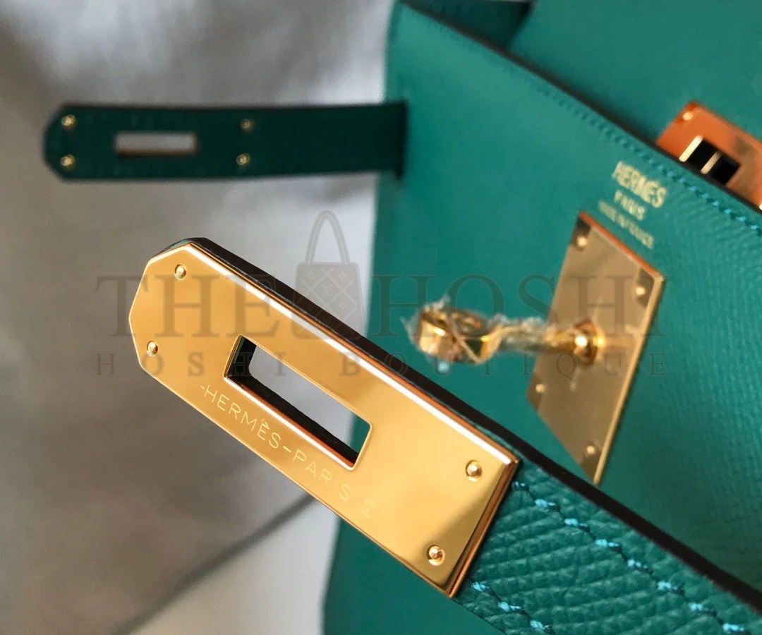 H**me5 Kelly 32cm Sellier Bag in Malachite Epsom Calfskin GHW Master Quality