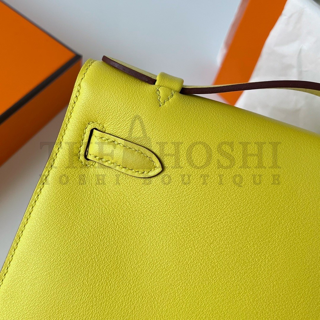 H**me5 Kelly Pochette Handmade Bag In Lime Swift Calfskin Master Quality