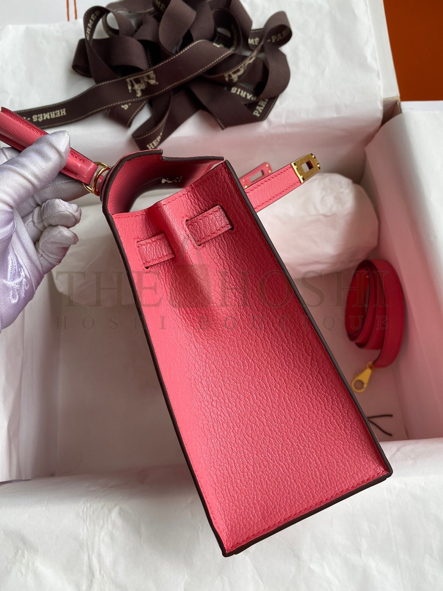 H**me5 Kelly Sellier 25 Handmade Bag In Rose Lipstick Mysore Goatskin Master Quality