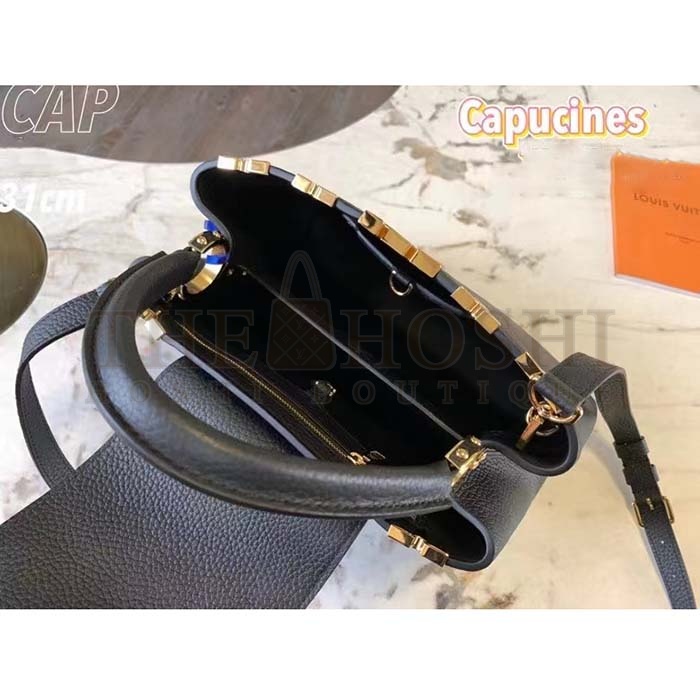 L0vis Vvtt0n LV Women Capucines MM Handbag Black Taurillon Calf Leather Master Quality