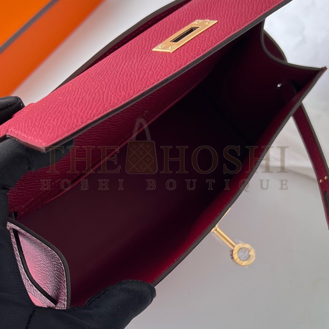 H**me5 Kelly Pochette Handmade Bag In Rouge Grenat Epsom Calfskin Master Quality