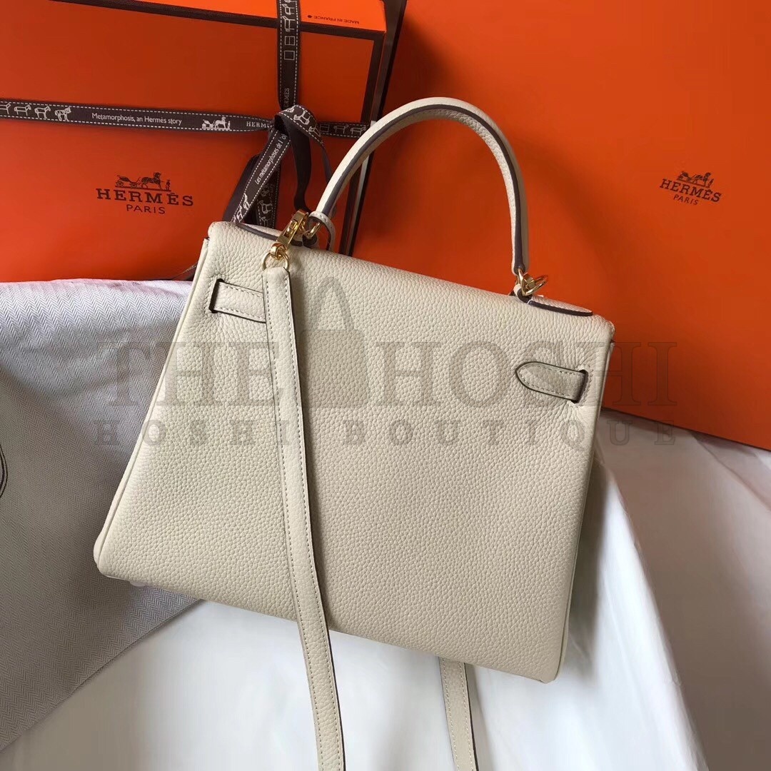 H**me5 Kelly 28cm Retourne Bag In Beton Clemence Leather Master Quality