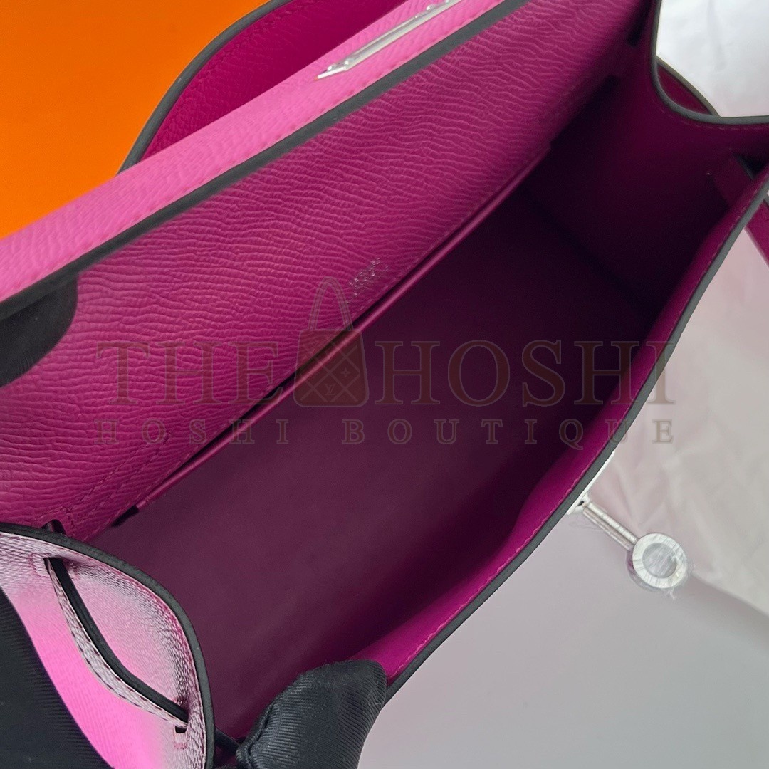 H**me5 Kelly Pochette Handmade Bag In Rose Purple Epsom Calfskin Master Quality