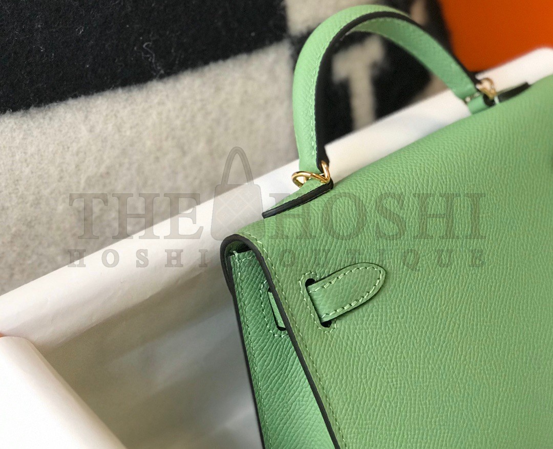 H**me5 Kelly Mini II Sellier Bag In Vert Criquet Epsom Leather GHW Master Quality
