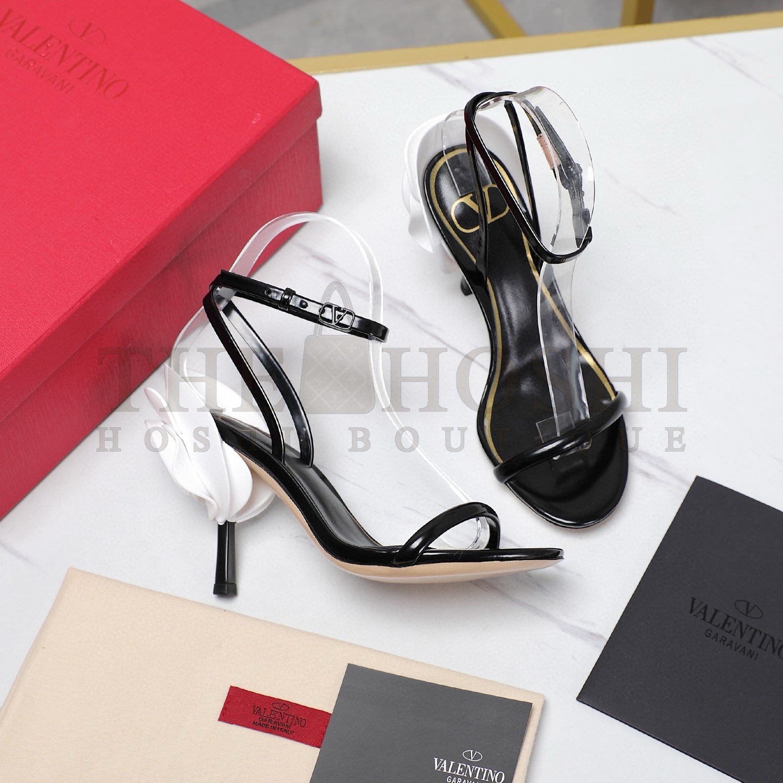 Va1e*ntin0 Roserouche Sandals 1959 100mm in Black Calfskin Master Quality