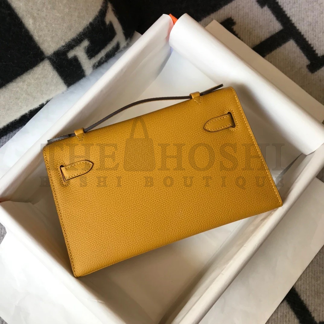 H**me5 Kelly Pochette Clutch Bag In Yellow  Epsom Leather Master Quality