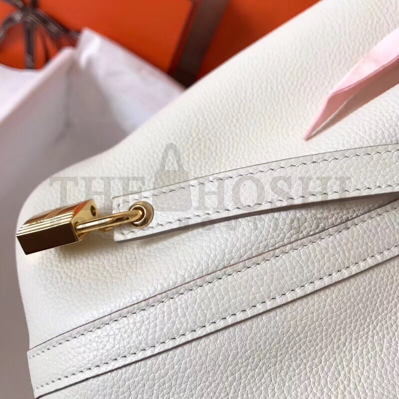 H**me5 White Picotin Lock PM 18cm Handmade Bag Master Quality