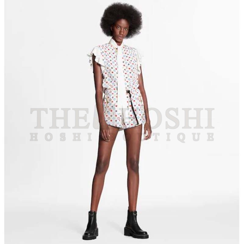 L0vis Vvtt0n Women Game On D-Ring Drawstring Jogging Shorts Monogram Canvas-White Master Quality