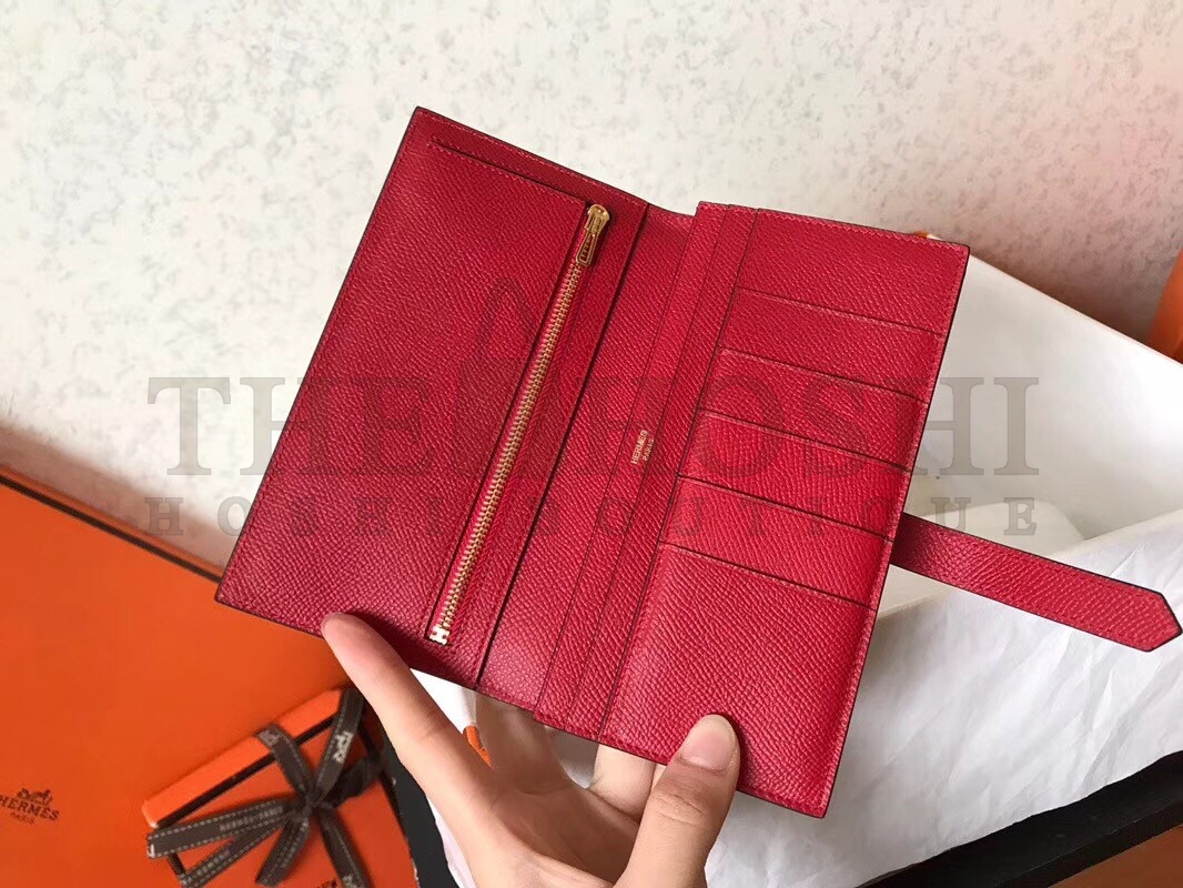 H**me5 Red Epsom Bearn Gusset Wallet Master Quality