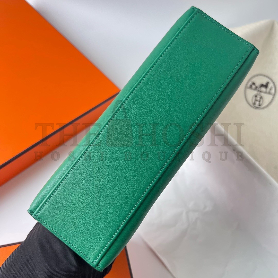 H**me5 Kelly Pochette Handmade Bag In Vert Vertigo Swift Calfskin Master Quality