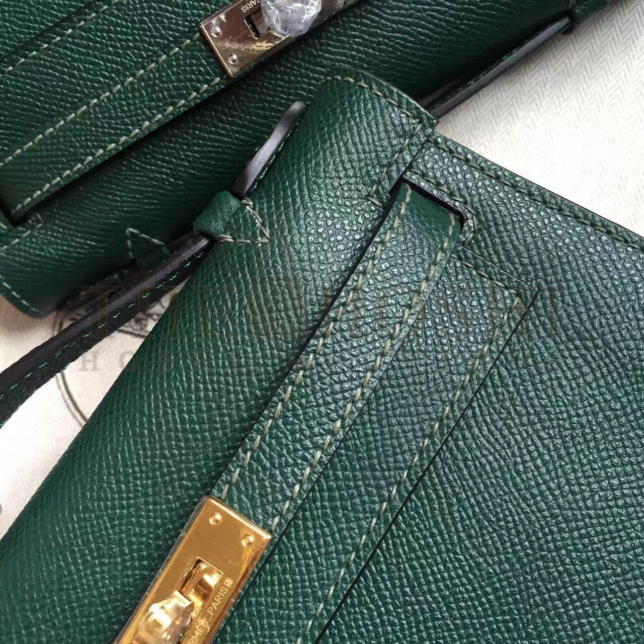H**me5 Dark Green Kelly Pochette Epsom Handmade Bag Master Quality
