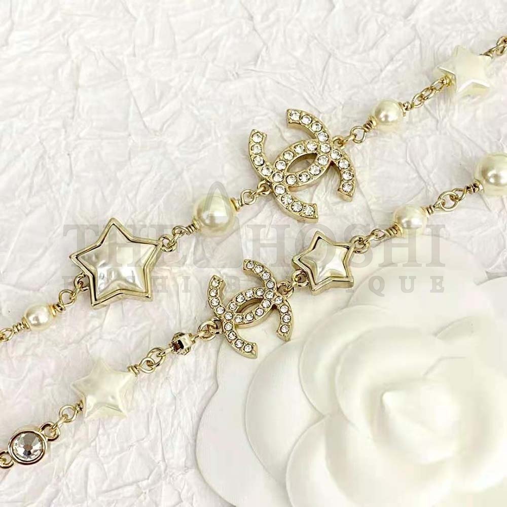 Ch**el Women Long Necklace in Metal Resin Glass Pearls and Strass Master Quality