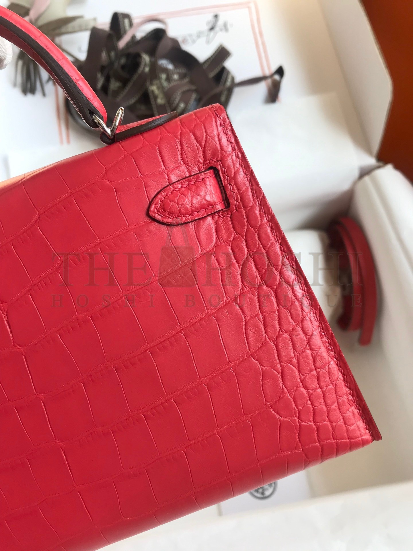 H**me5 Kelly Mini II Sellier Handmade Bag In Rose Extreme Matte Alligator Leather Master Quality