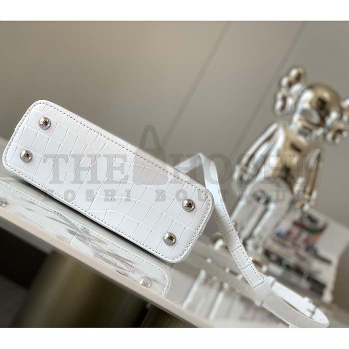 L0vis Vvtt0n LV Women Capucines Mini Handbag White Brilliant Crocodilien Leather Master Quality