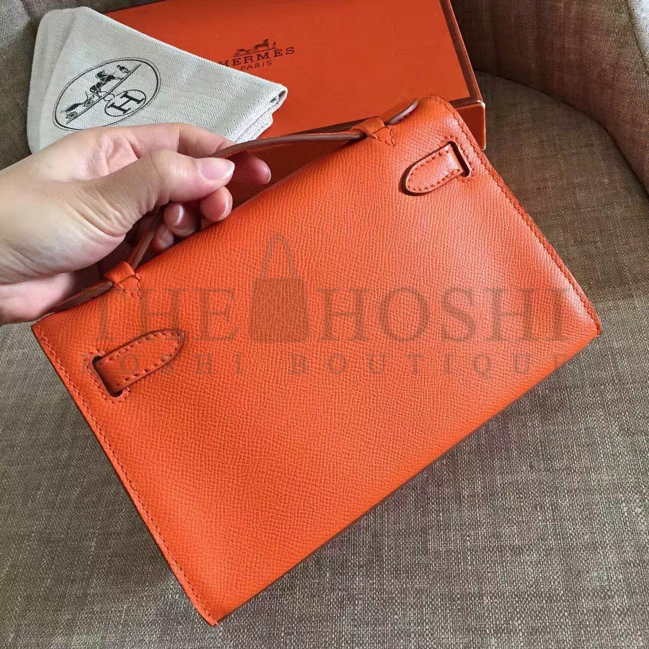 H**me5 Orange Kelly Pochette Epsom Handmade Bag Master Quality