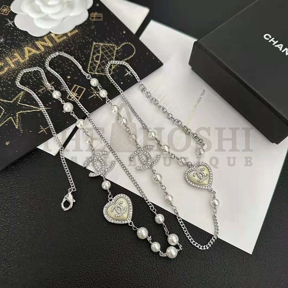 Ch**el Women Long Necklace in Metal Glass Pearls and Strass Master Quality