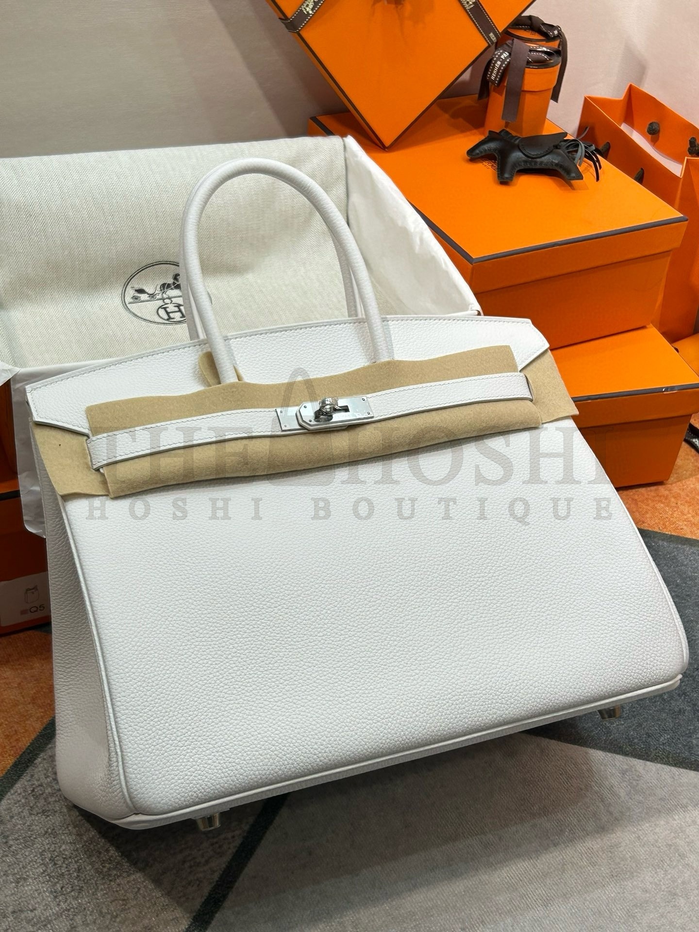 H**me5 Birkin 35 Retourne Handmade Bag In White Clemence Leather Master Quality